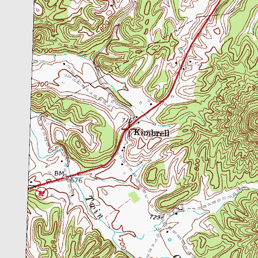 Topographic Map of Kimbrell, KY