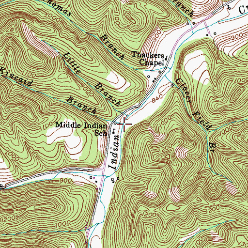 Topographic Map of Kincaid Branch, KY