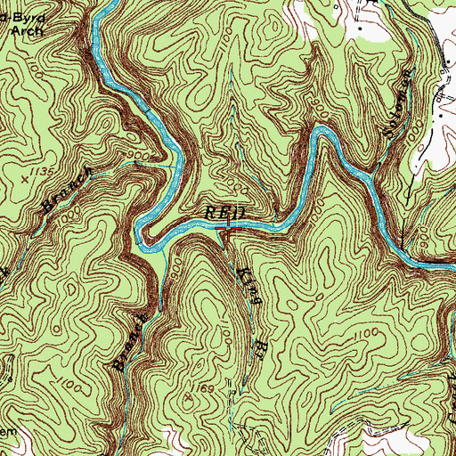 Topographic Map of King Branch, KY