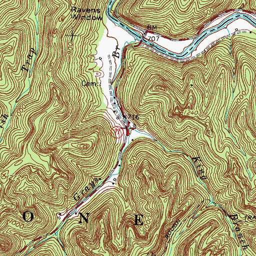 Topographic Map of King Branch, KY