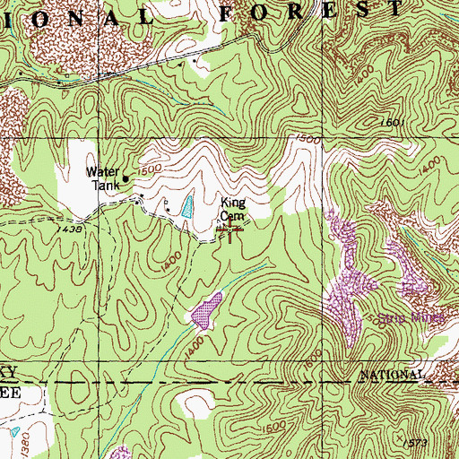 Topographic Map of King Cemetery, KY