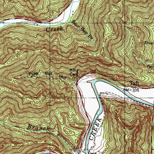 Topographic Map of King Cemetery, KY