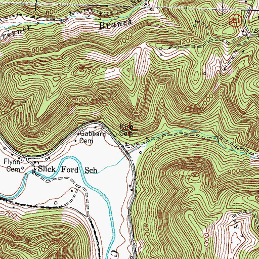 Topographic Map of King Cemetery, KY
