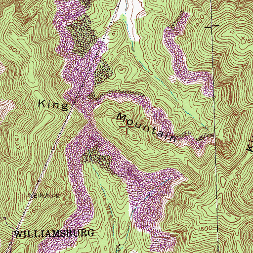 Topographic Map of King Mountain, KY