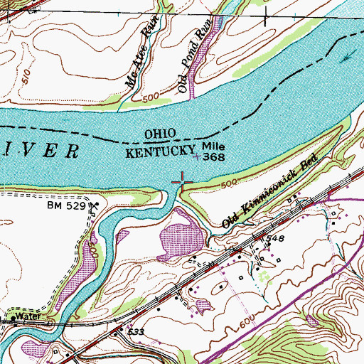Topographic Map of Kinniconick Creek, KY