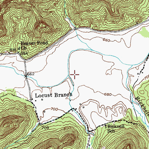 Topographic Map of Kissey Branch, KY