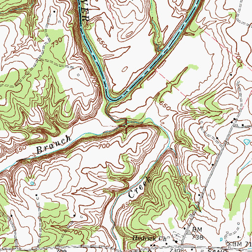 Topographic Map of Knox Hill Branch, KY