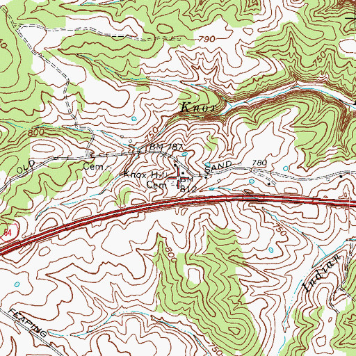 Topographic Map of Knox Hill Cemetery, KY