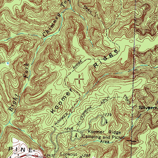 Topographic Map of Koomer Ridge, KY