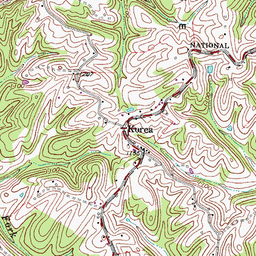 Topographic Map of Korea, KY