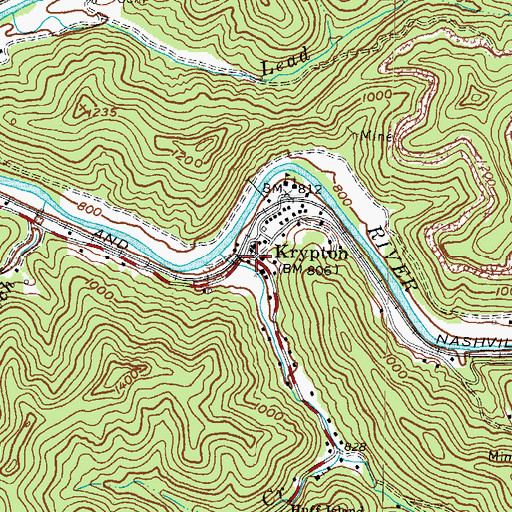 Topographic Map of Krypton, KY