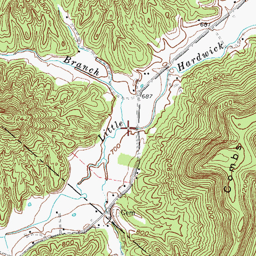 Topographic Map of Kueshner Branch, KY