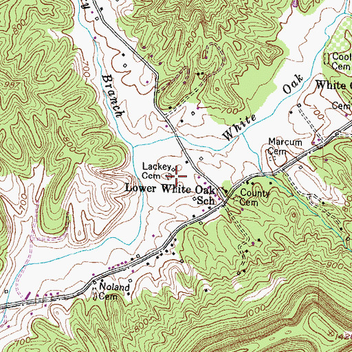 Topographic Map of Lackey Cemetery, KY