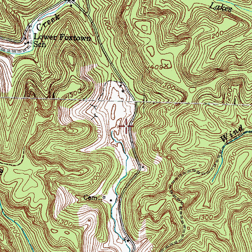Topographic Map of Lake Creek, KY