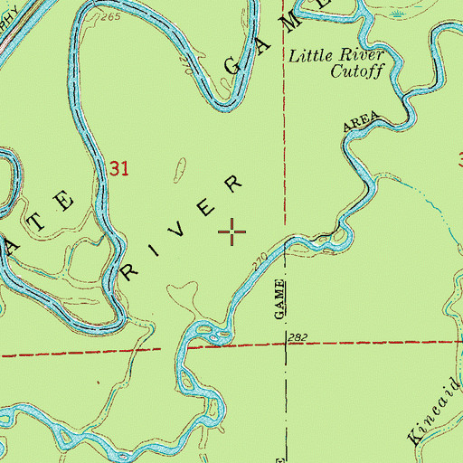 Topographic Map of Little River Island, AR