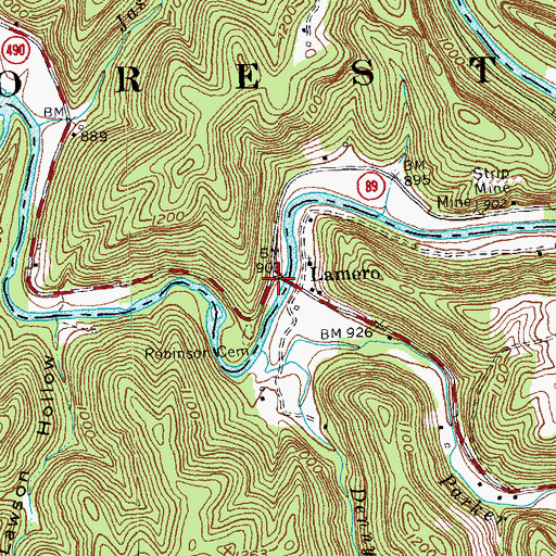 Topographic Map of Lamero, KY