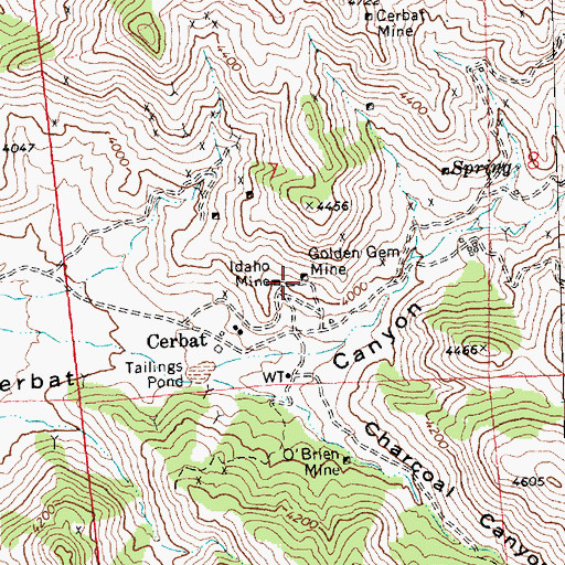 Topographic Map of Golden Gem Mine, AZ