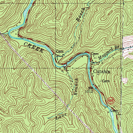 Topographic Map of Lane Branch, KY