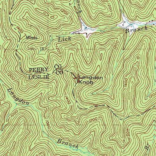 Topographic Map of Langdon Knob, KY