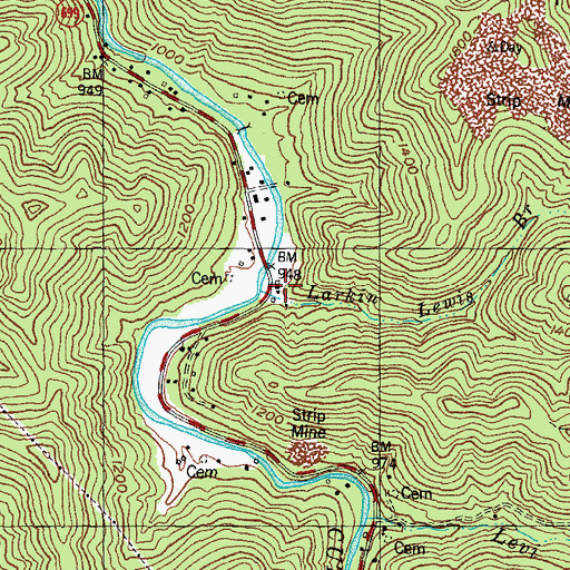 Topographic Map of Larkin Lewis Branch, KY