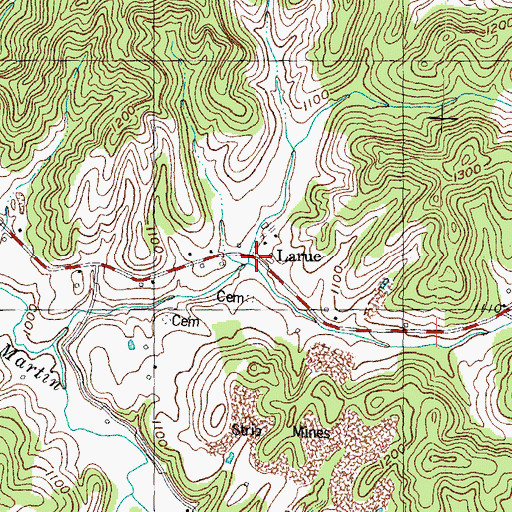 Topographic Map of Larue, KY