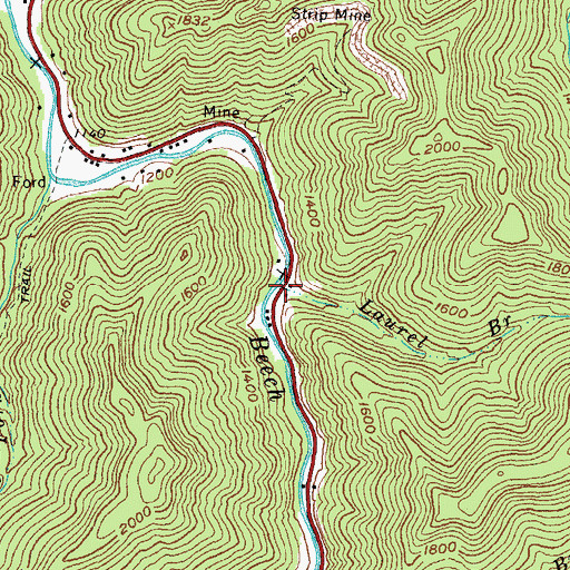 Topographic Map of Laurel Branch, KY