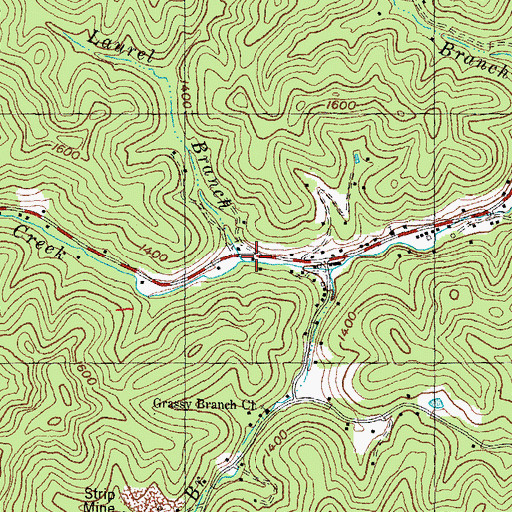 Topographic Map of Laurel Branch, KY