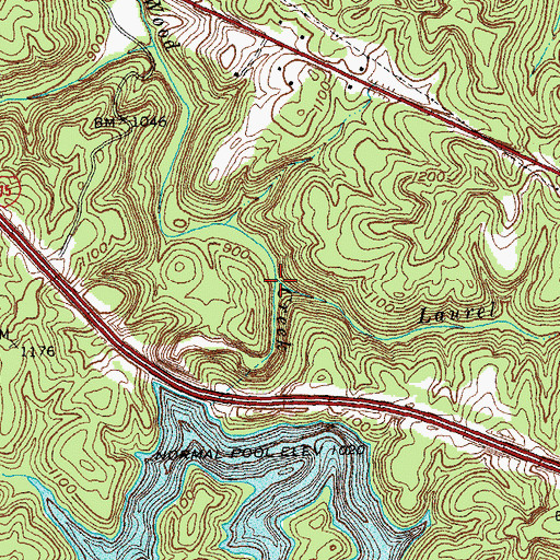 Topographic Map of Laurel Branch, KY