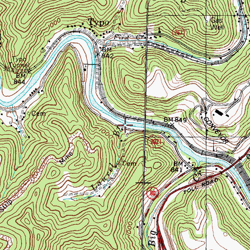 Topographic Map of Laurel Branch, KY