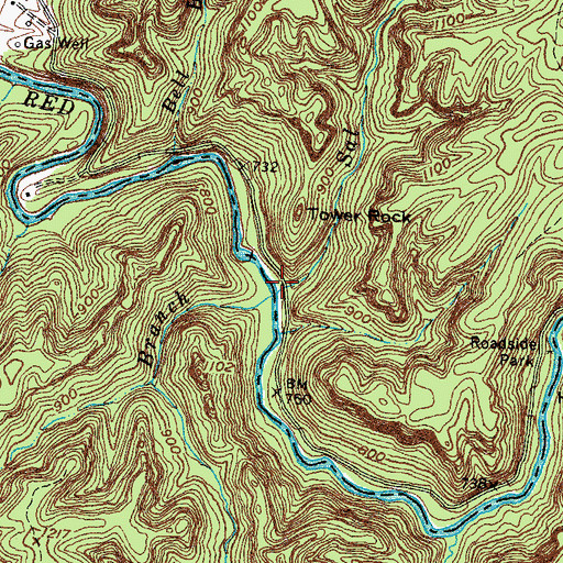 Topographic Map of Laurel Branch, KY