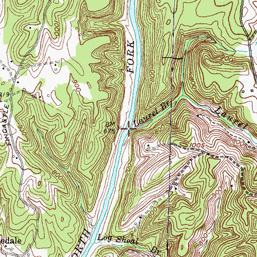 Topographic Map of Laurel Branch, KY