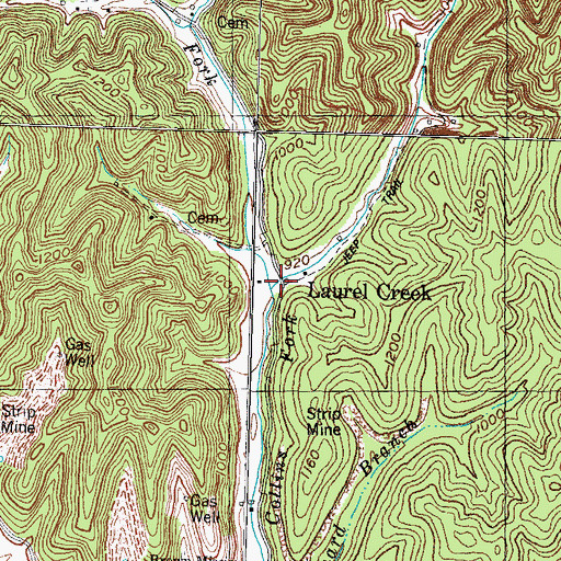 Topographic Map of Laurel Creek, KY