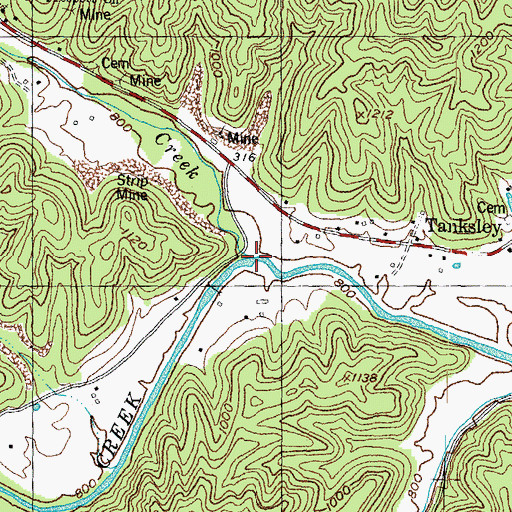 Topographic Map of Laurel Creek, KY