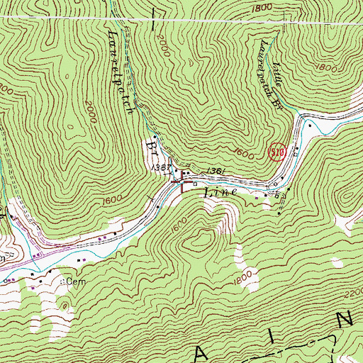 Topographic Map of Laurelpatch Branch, KY