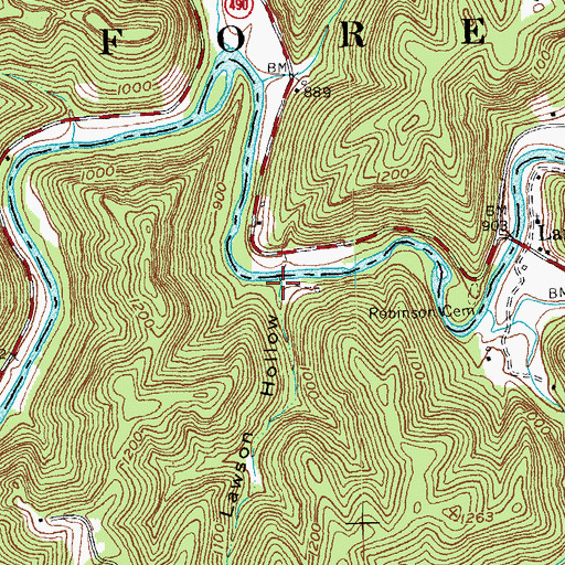 Topographic Map of Lawson Hollow, KY
