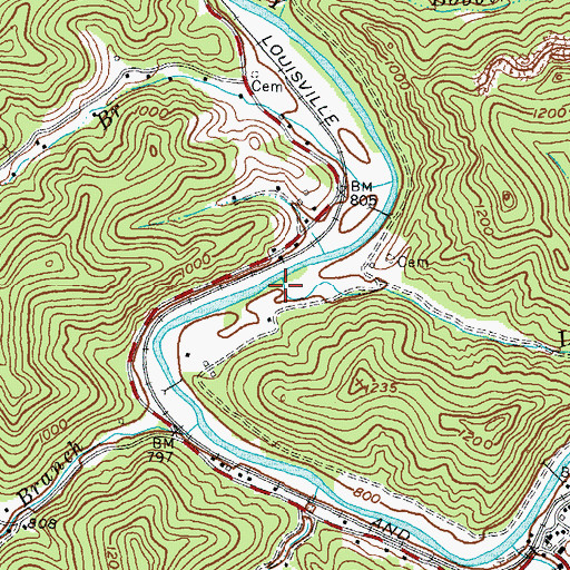 Topographic Map of Lead Branch, KY