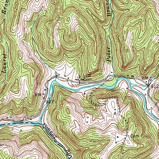 Topographic Map of Lear Cemetery, KY