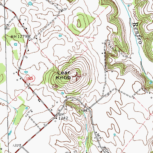 Topographic Map of Lear Knob, KY