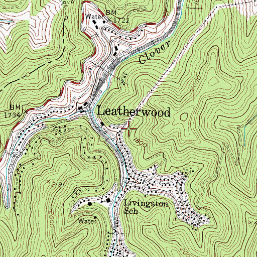Topographic Map of Leatherwood, KY