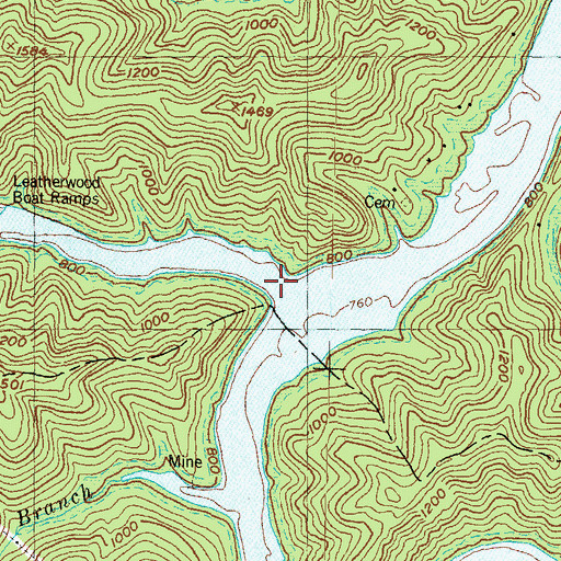 Topographic Map of Leatherwood Creek, KY