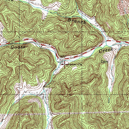 Topographic Map of Lebanon Church, KY