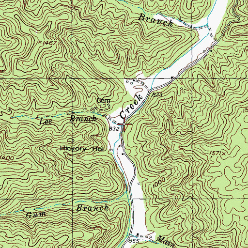 Topographic Map of Lee Branch, KY