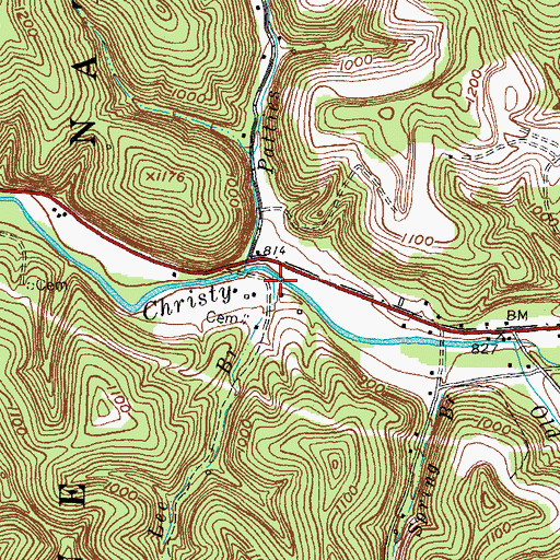 Topographic Map of Lee Branch, KY