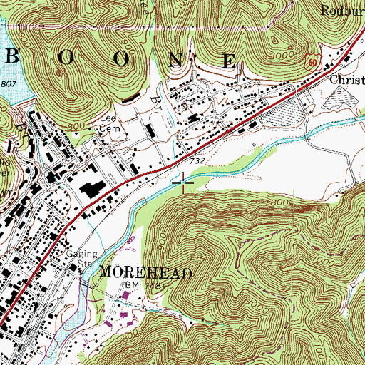 Topographic Map of Lee Branch, KY