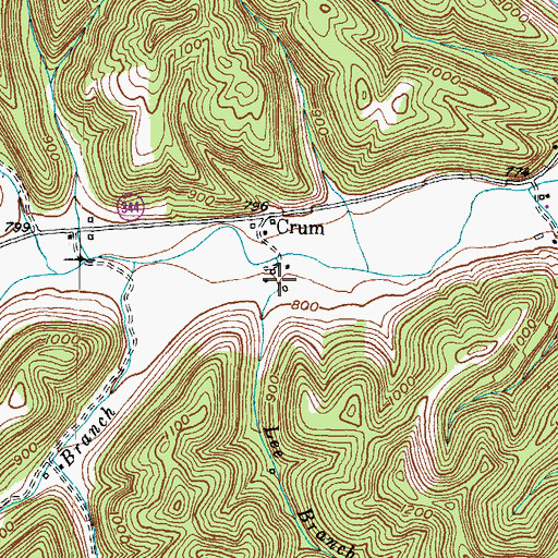 Topographic Map of Lee Branch, KY