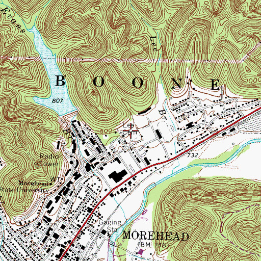 Topographic Map of Lee Cemetery, KY