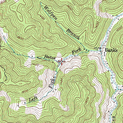 Topographic Map of Left Fork Bates Fork, KY