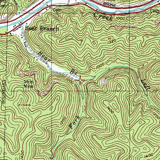 Topographic Map of Left Fork Bear Branch, KY