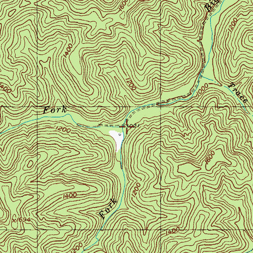 Topographic Map of Left Fork Big Double Creek, KY