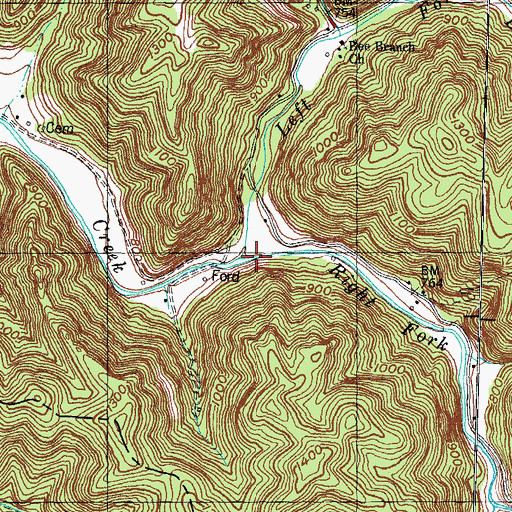 Topographic Map of Left Fork Buffalo Creek, KY